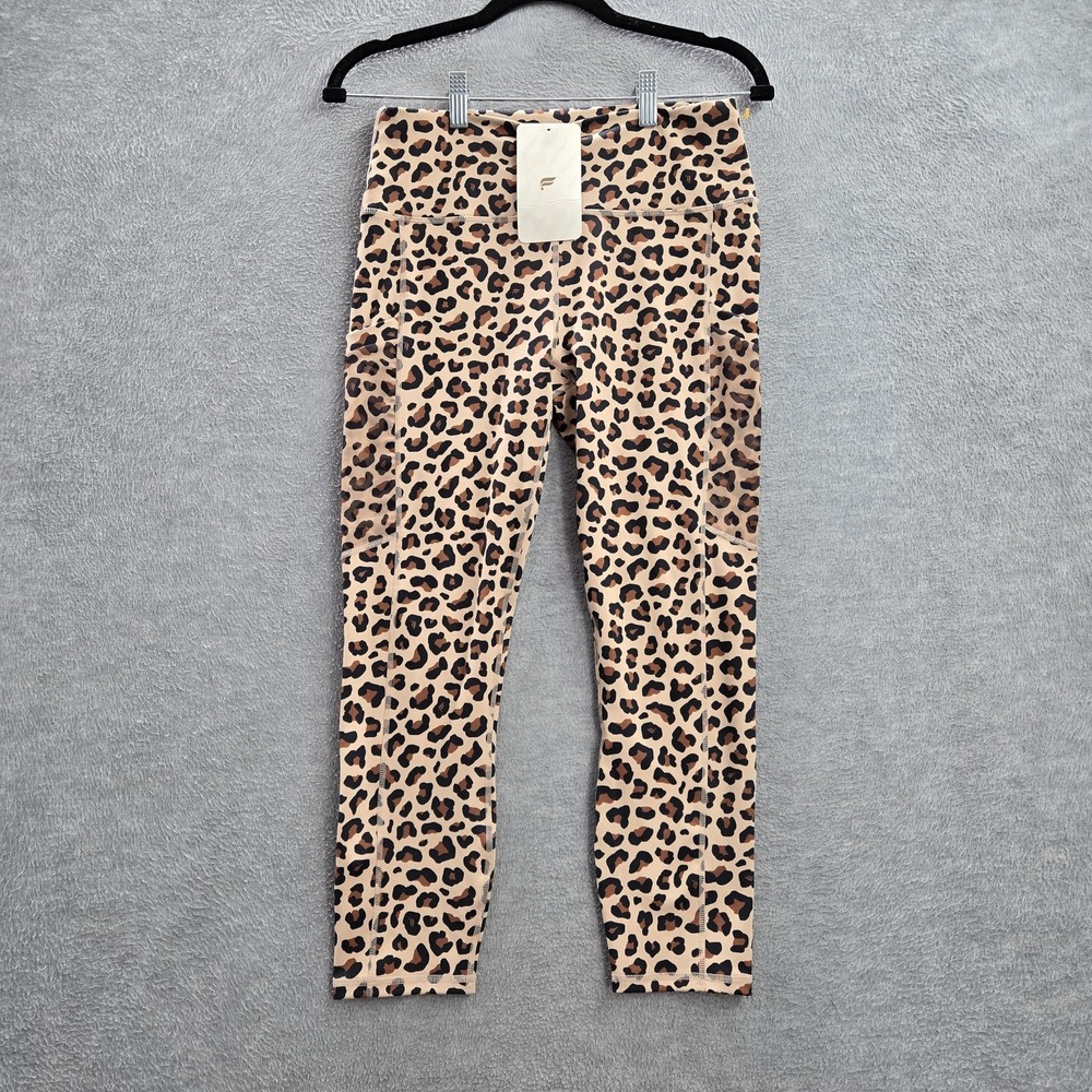 Fabletics Women Activewear Pants M Tan Nylon Polyester Legging‎ Animal Print NWT